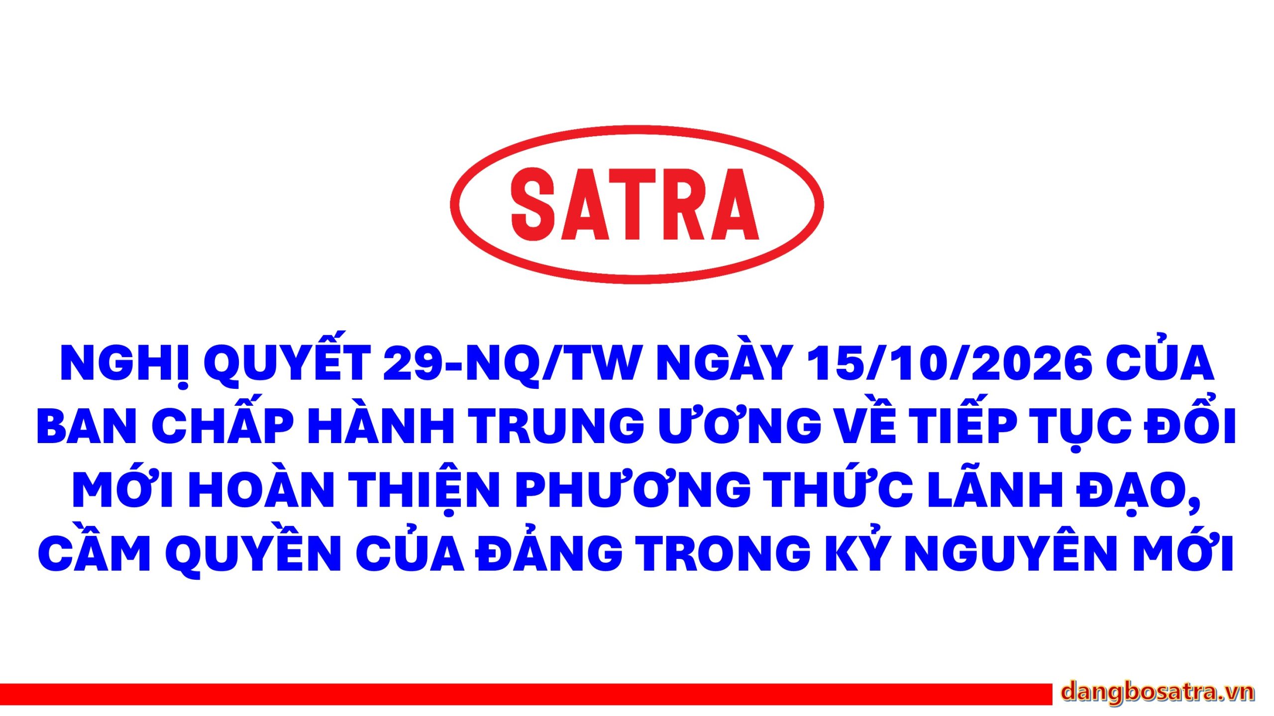 Văn bản cần biết - Đảng bộ Satra